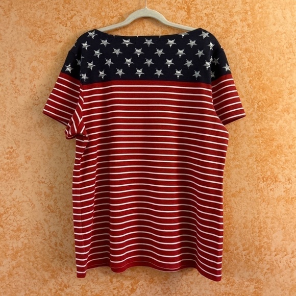 🌿SALE🌿KAREN SCOTT Patriotic Blouse size OX - Picture 2 of 7